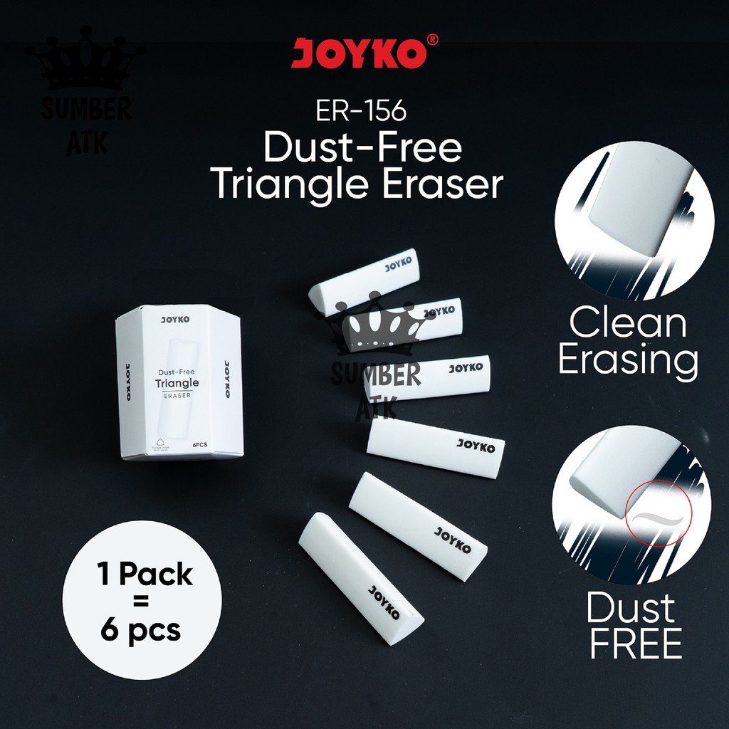 

Penghapus JOYKO Eraser ER-156 Triangle Eraser 1 Set Isi 6 Pcs