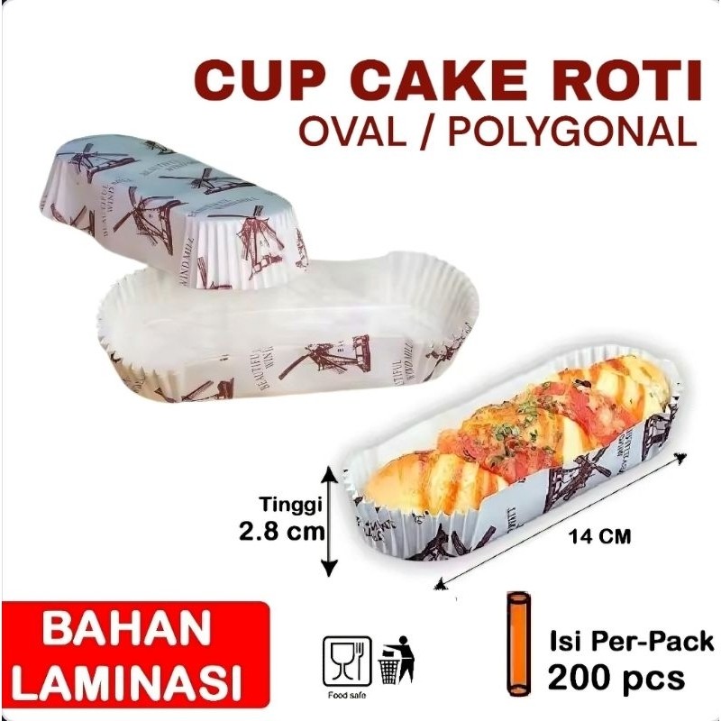 

CUP CAKE ROTI | OVAL / POLYGONAL - Motif Kincir Angin