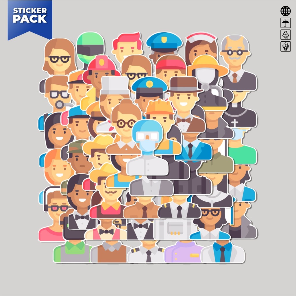 

[100PCS]Stiker Pack Stiker Job and Professions Avatar Aesthetic Vinyl Anti Air Dekorasi Sticker Laptop Buku Journal Koper Helm Casing HP Gitar Helm Skateboard