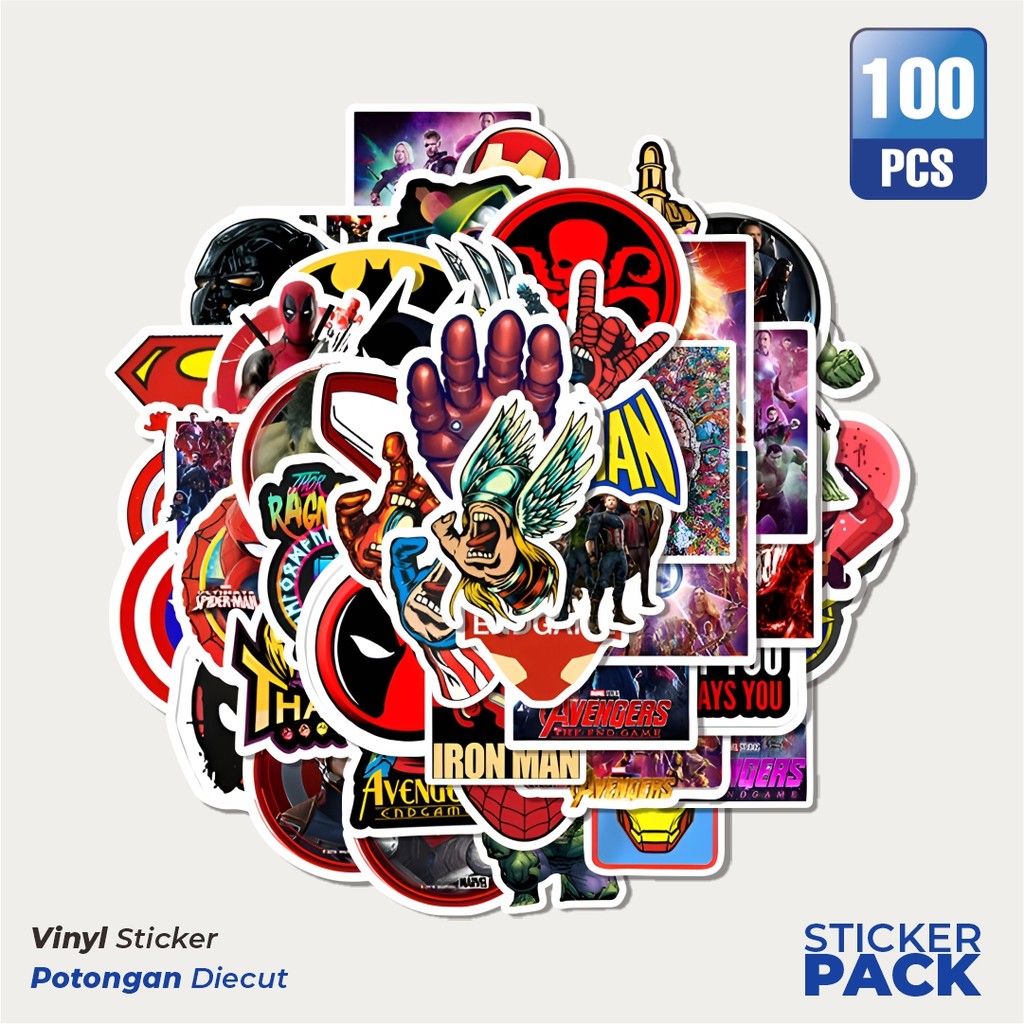 

Super Hemat! 100 PCS Stiker Marvel V3 Waterproof Aesthetic- Untuk Laptop, Motor, dan Helm - Paper Stationery Pack