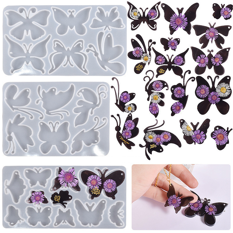 

DIY Crystal Epoxy Resin Mold Full Version Butterfly Pendant Keychain Listing Silicone Mold