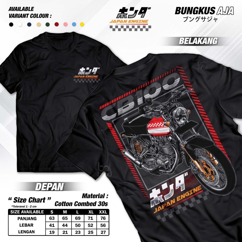 Kaos Racing CB Japan 100  - Baju Kaos Motor Klasik Herex Engine - Kaos Racing Sunmori CB100