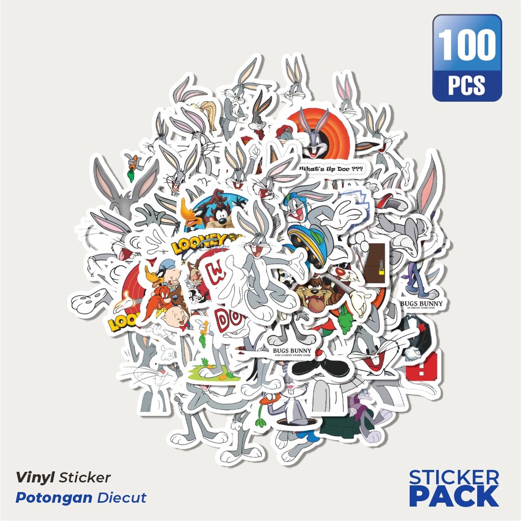 

Super Hemat! 100 PCS Stiker Stiker Kartun Warmer Bros Series Looney Tunes Character Bugs Bunny Waterproof Aesthetic- Untuk Laptop, Motor, dan Helm - Paper Stationery Pack