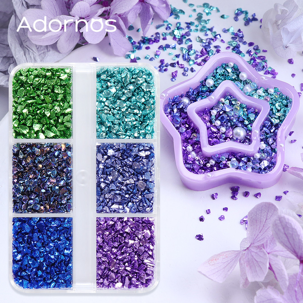 

1 Box Irregular Broken Glass Stones Epoxy Resin Filling Metallic Color Crystal Rhinestones Charms DIY Coasters Crafts Decoration