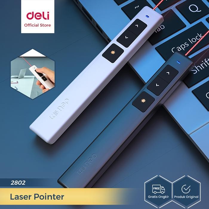 

Deli Office Laser Pointer + Presenter Wireless USB Pen Laser Presentasi PPT Sinar Merah Jarak 30 M 2802 Alat - 2802-Black