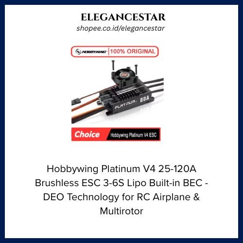 Hobbywing Platinum V4 25-120A Brushless ESC 3-6S Lipo Built-in BEC - DEO Technology for RC Airplane 