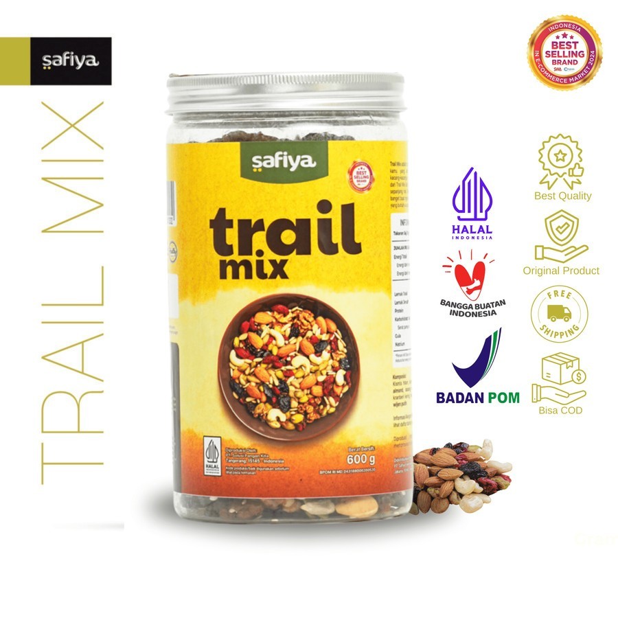 

Trail Mix Original 600 Gram Jar Dried Fruit Seed Nut Roasted Snack Safiya SnackRia