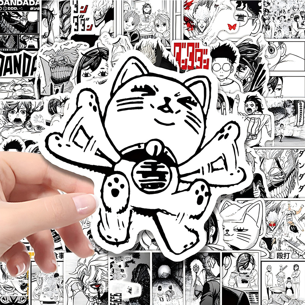 

10/30/50pcs Cool Black White DANDADAN Anime Stickers Cartoon Sticker Kids Toy DIY Skateboard Phone Notebook Classic Manga Decals