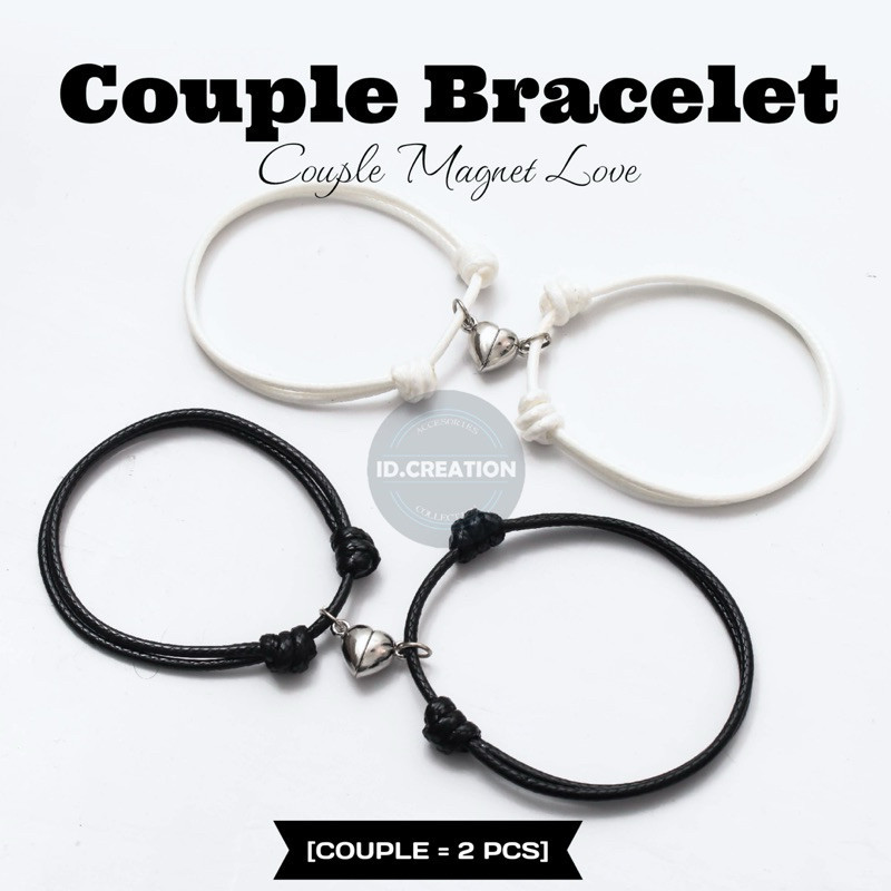 BISA COD(dapat 2pcs) RR ACC PACKING PAKE BOX || Gelang Couple Magnet Love Polos [2Pcs] 1 Pasang Tali