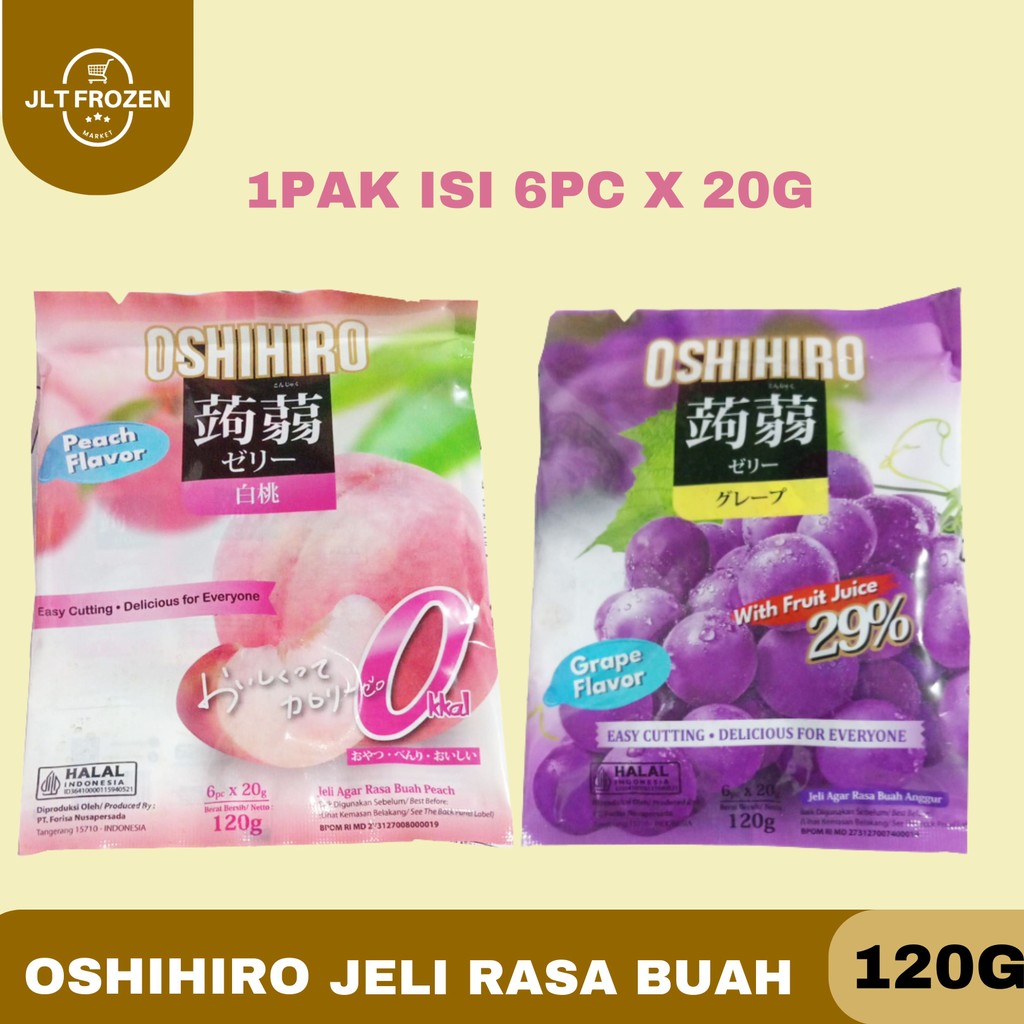 

Oshihiro Jeli Rasa Buah Kemasan 120g 1Pak Isi ( 6pc x 20g ) / Jelly Rasa Peach Flavour / Grape Flavour With Fruit Juice