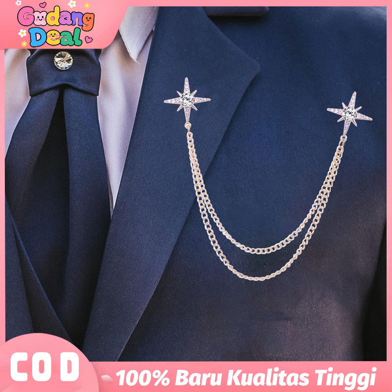 COD Bros Rantai Jas Pria Wanita Lapel Pin Bros Jas Rantai Pin Kerah Kemeja Pin Bros Rantai