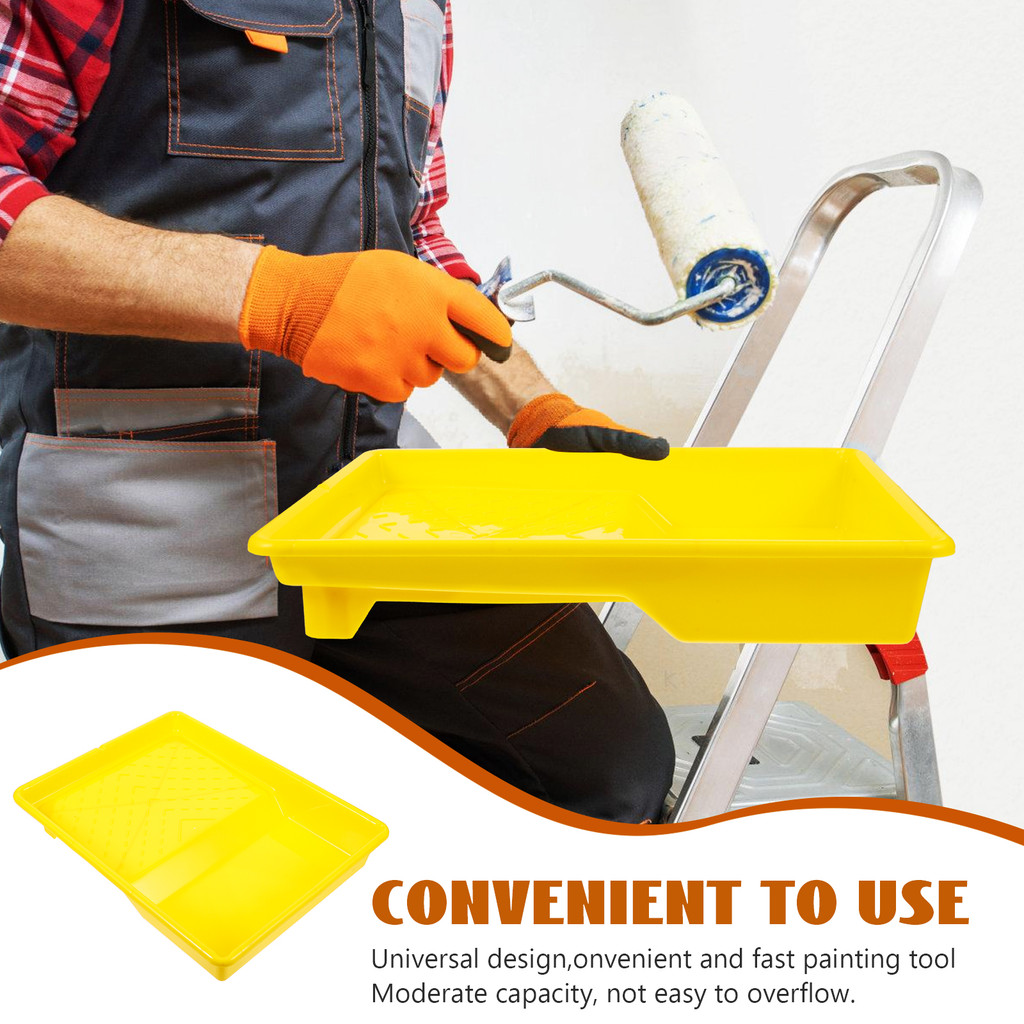 

Big Capacity Plastic Paint Roller Holder 9 Inch Yellow Paint Tray For Professional Wall Painting Color Mixing Tool Container