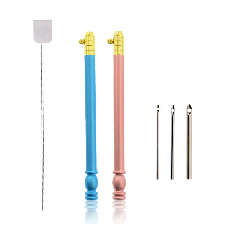 

5Pcs Embroidery Stitching Punch Needles Set Poking Cross Stitch Tool Crochet Knitting Punch Needle Kit with Threader 25# 30# 35#