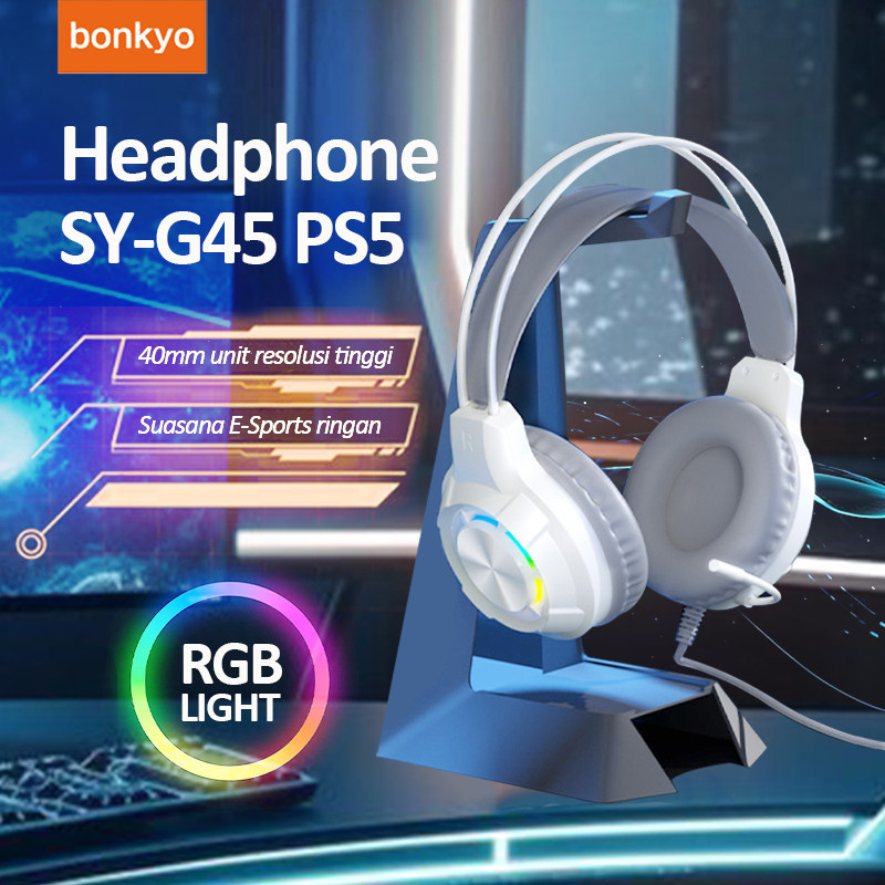 Bonkyo Headset wired headset luminous headset subwoofer sound card gaming laptop desktop computer ga