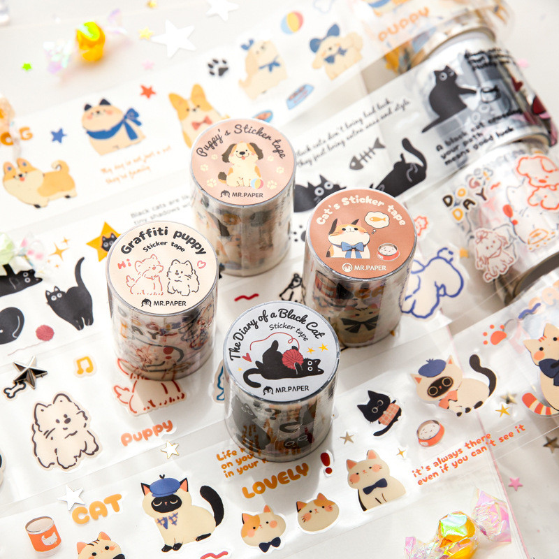 

Washi Tape & Stiker PET - 4 Desain Kartun Lucu untuk Dompet/Album