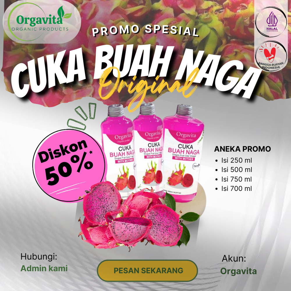 

ORGAVITA Cuka Buah Naga With Mother Organik - Apple Cider Vinegar Asli