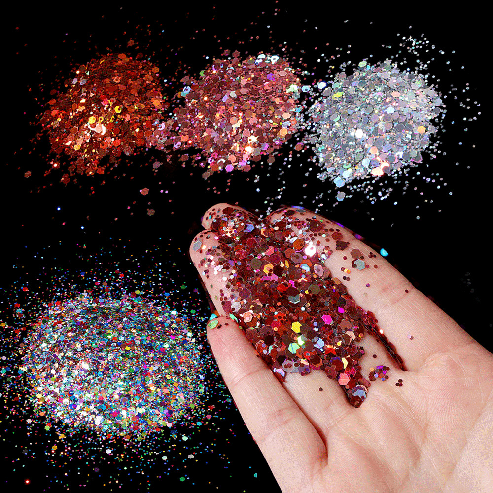 

10g/Bag Holographic Hexagon Chunky Epoxy Resin Filler Laser Sparkly Sequins for DIY Epoxy Resin Nail Art Fillings Jewelry Making