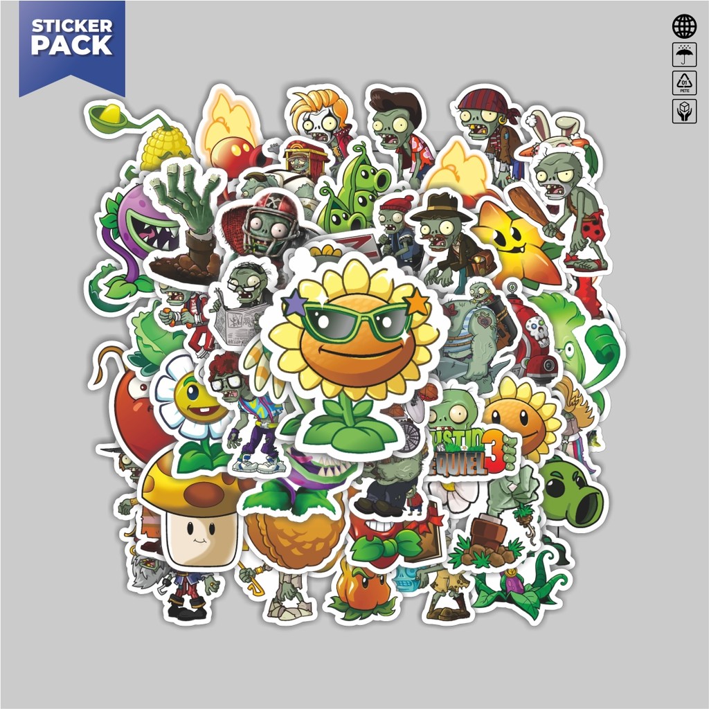 

[100PCS]Stiker Pack Stiker Game Series PLANT vs ZOMBIE Character Mix 9 Aesthetic Vinyl Anti Air Dekorasi Sticker Laptop Buku Journal Koper Helm Casing HP Gitar Helm Skateboard