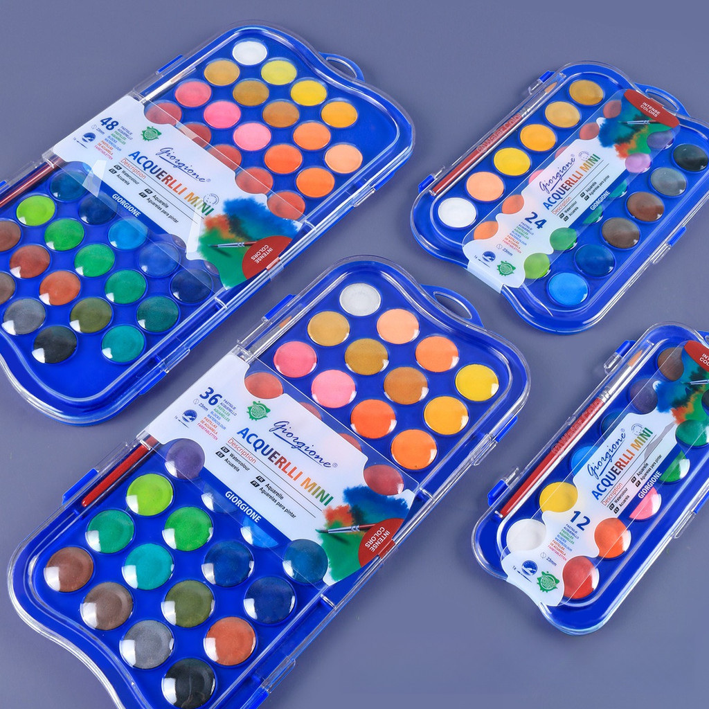 

Set cat air padat 24/36/48 warna alat cat lukisan pigmen cat air set cat air untuk melukis warna penuh mudah dibawa