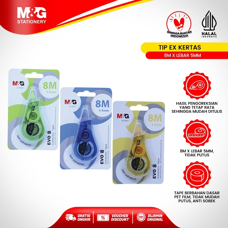 

M&G Correction Tape Pita Koreksi Tip-ex Kertas Evo 8m x 5mm