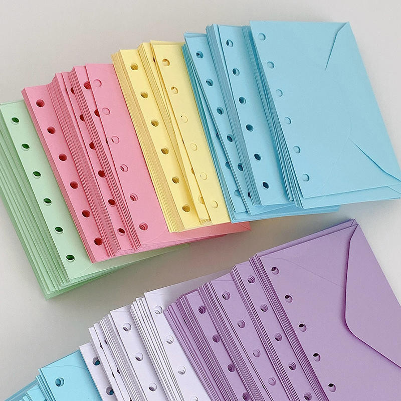 

A7 Opening Pockets Binder Folders For 6Ring Notebook Divider Page Envelope Leaf Document Filing Bag-5Pcs/Pack