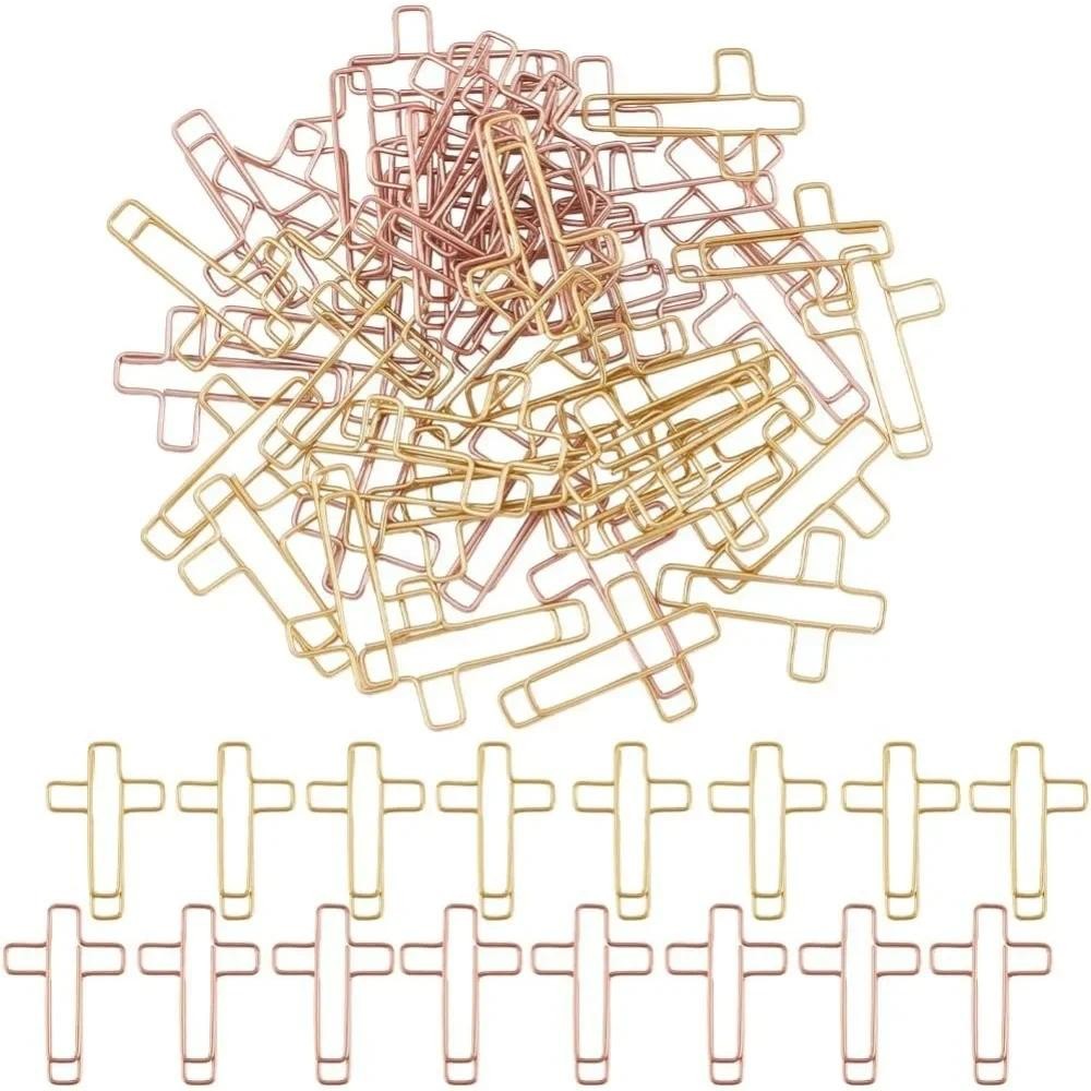 

50Pcs 2 Colors Cross Paper Clips for Bible Binder Paperclips Clamps Iron Bookmark Clips Colored Bookmark Planner Memo Dispenser