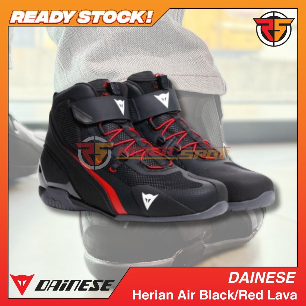 Sepatu Riding Dainese Shoes Herian Air Black/Red Lava Motorcycle Shoes Touring