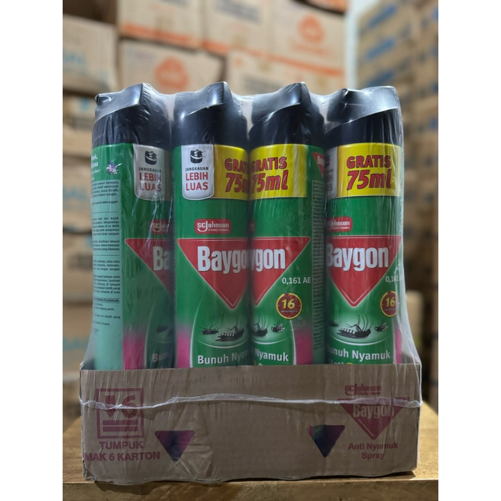 Baygon spray 600+75ml @12 botol / 1 dus
