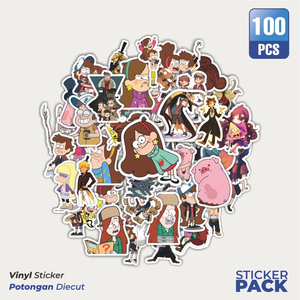 

100 PCS STIKER Kartun Series Gravity Falls Karakter Mix 4 Waterproof Aesthetic- Untuk Laptop, Motor, dan Helm - Paper Stationery Pack