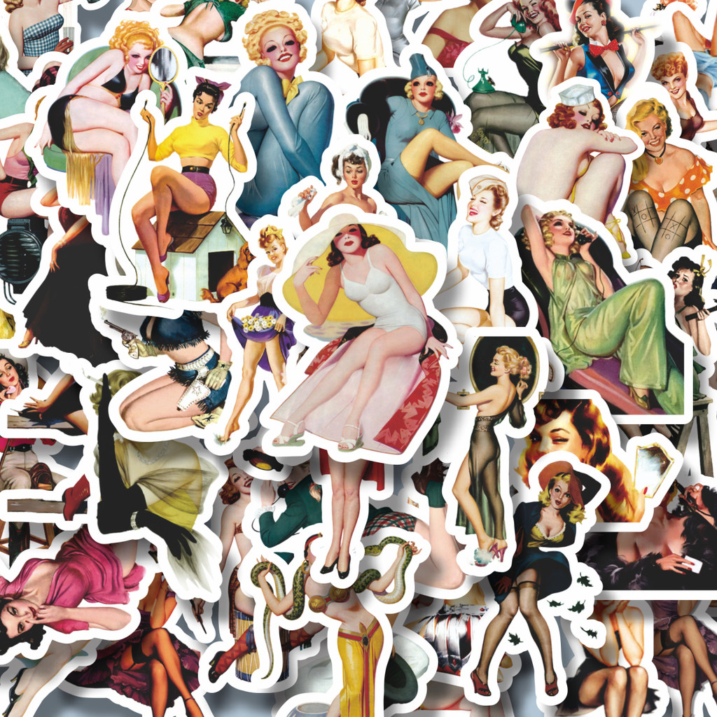 

100PCS Lucu Stiker Fashion Series Classic Vintage Girls V2 [Seri Mode Klasik Vintage Gadis] Stiker Aesthetic Stiker Anti Air Stikers Berperekat Waterproof sticker decal buat Motor Helm Buku Journal Koper Casing HP Laptop Botol Minum Hadiah anak