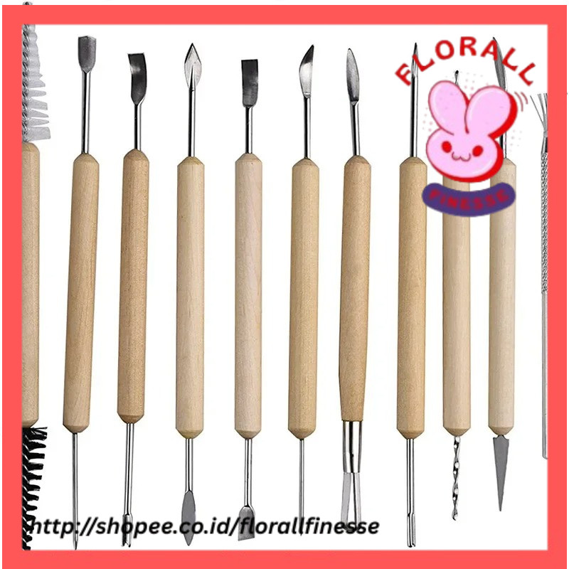 

11pcs Polymer Clay Tools-Double Sided Pottery Sculpting Carving Tools with Smooth WoodenHandle forCeramic Modeling DIY ArtCrafts