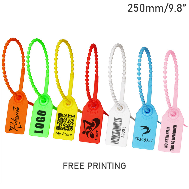 

100 Custom Print Hang Tags Beaded Plastic Cable Zip Ties Garment Clothing Shoe Bag Security Brand Logo Tag Label Seal 250mm/9.8