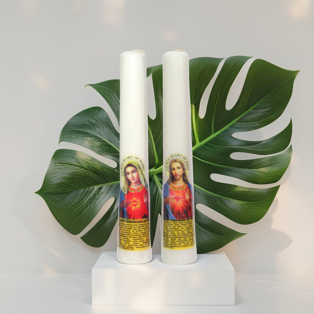 LILIN DOA KATOLIK 30-40 CM / LILIN ALTAR UKURAN BESAR / LILIN DOA BESAR / LILIN BERGAMBAR / LILIN RO