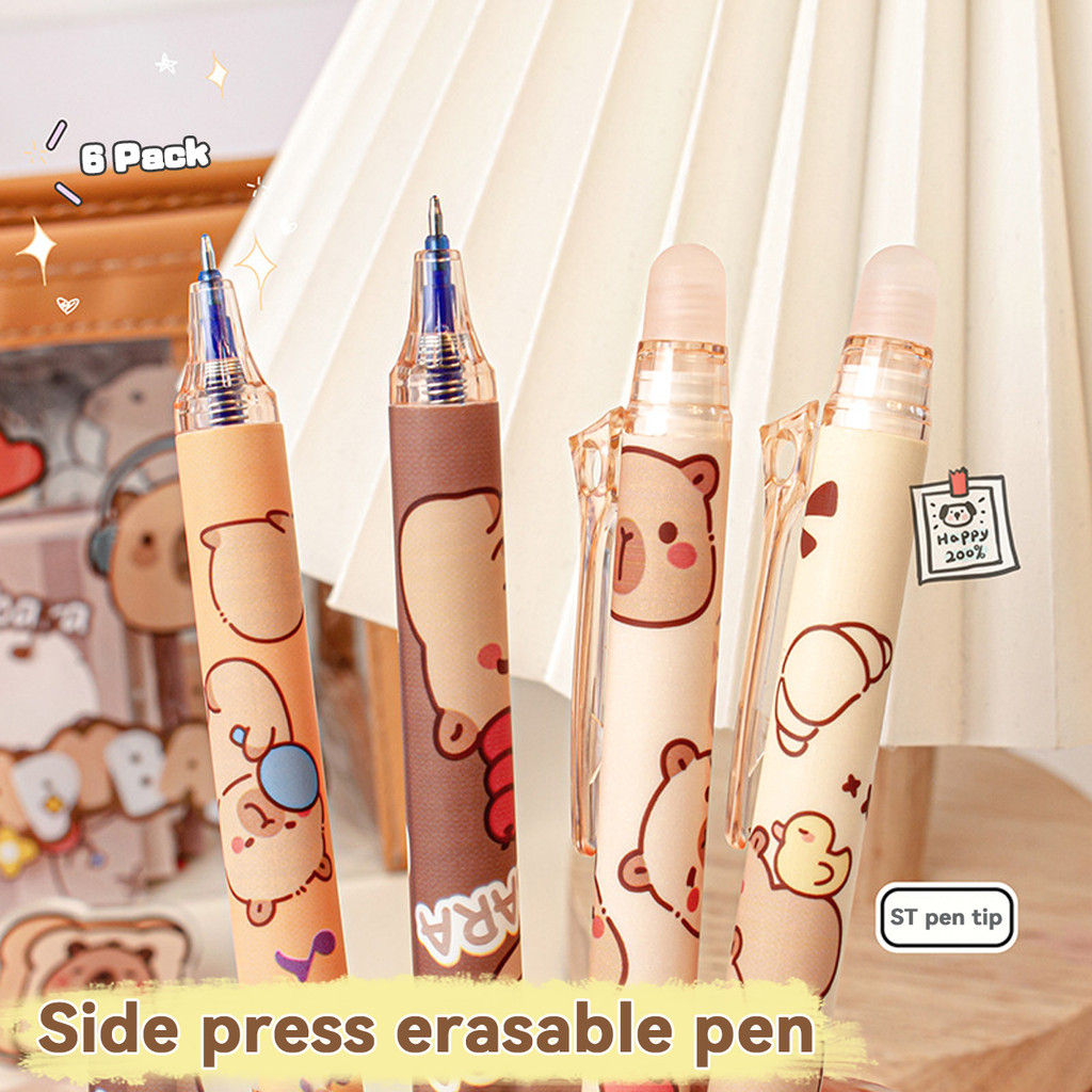 

Gel Pens Cute Capybara Kawaii Aesthetic Quickly-Drying Erasable Back To School Students Office School Supplies Stationery Set