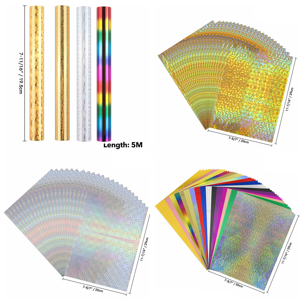 

Toner Reactive Foil Roll Use with Laminator Laser Printer,Paper Holographic Heat Transfer Crafts Foil Roll for Scrapbooking