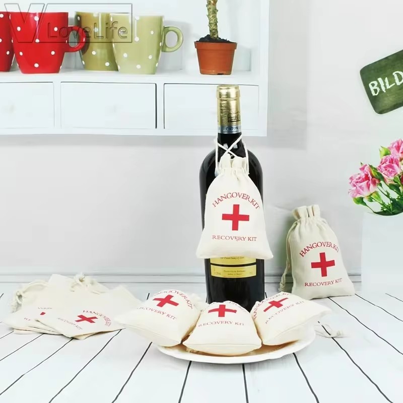 

30-100Pcs/Lot Wedding Anti-hangover Kit Hangover Kit Bags Kit resaca for Guests Gift Cotton Linen Kit Event Party Supplies