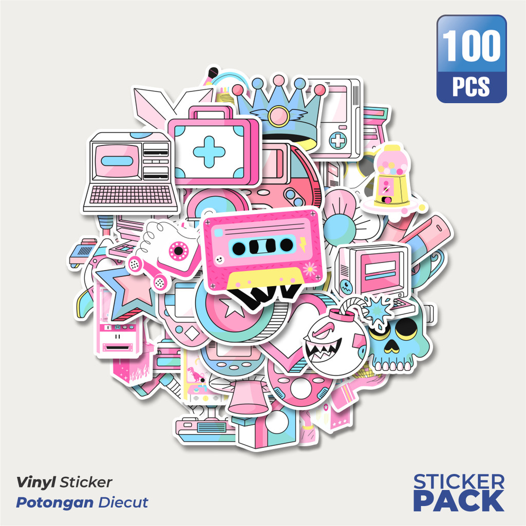 

MURAH 100 PCS Stiker Pastel Gaming Mix Waterproof Aesthetic- Untuk Laptop, Motor, dan Helm - Paper Stationery Pack