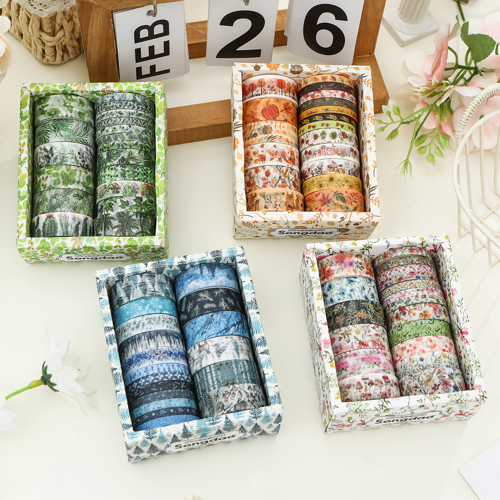 

18 Rolls Vintage Floral Colorful Plant Washi Tape Set DIY Decorative Masking Tape Notebook Diary Bullet Journaling Wrapping