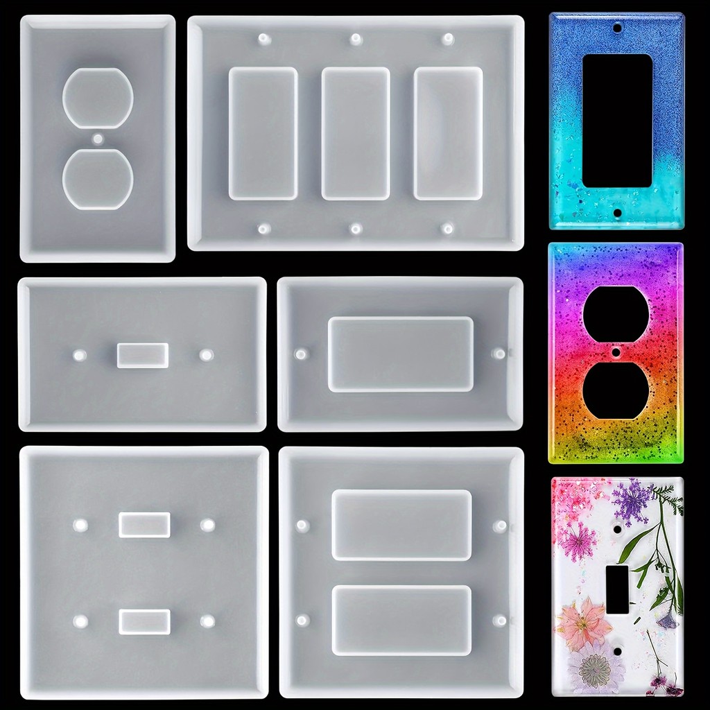 

6pcs/pack Light Switches Cover Resin Silicone Molds, Standard Light Switches Cover Socket Epoxy Moulds