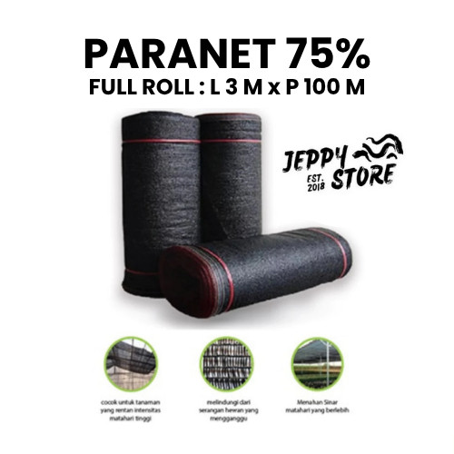 Paranet 75% 1 Roll Paranet 100 Meter x 3 Meter Tanpa Jahitan / Paranet 1 Roll 100 Meter