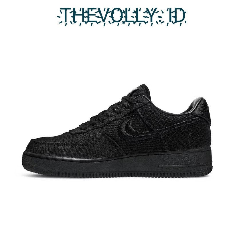 Sepatu Nike Air Force 1 Low Stussy Triple Black BNIB Original / Sneakers Pria