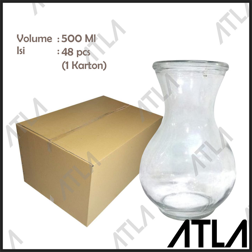 Vas Bunga Kaca Montok isi 48 Wadah Bulat Ikan Cupang Hias Terrarium Karton