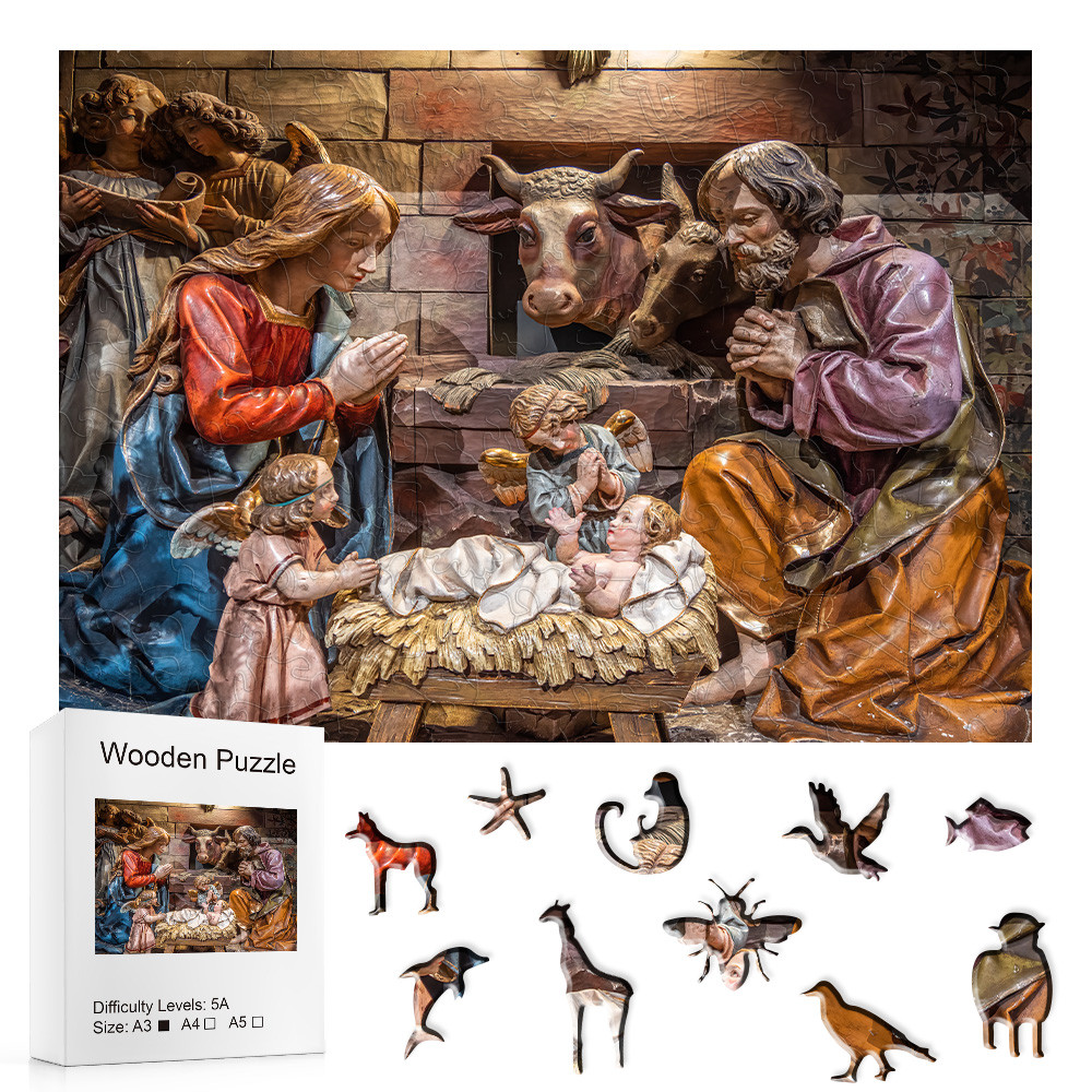 Jesus Adult Wooden Puzzle Unique Shape Wooden Animal Puzzle Creative Challenge Puzzle for Adults, Fa