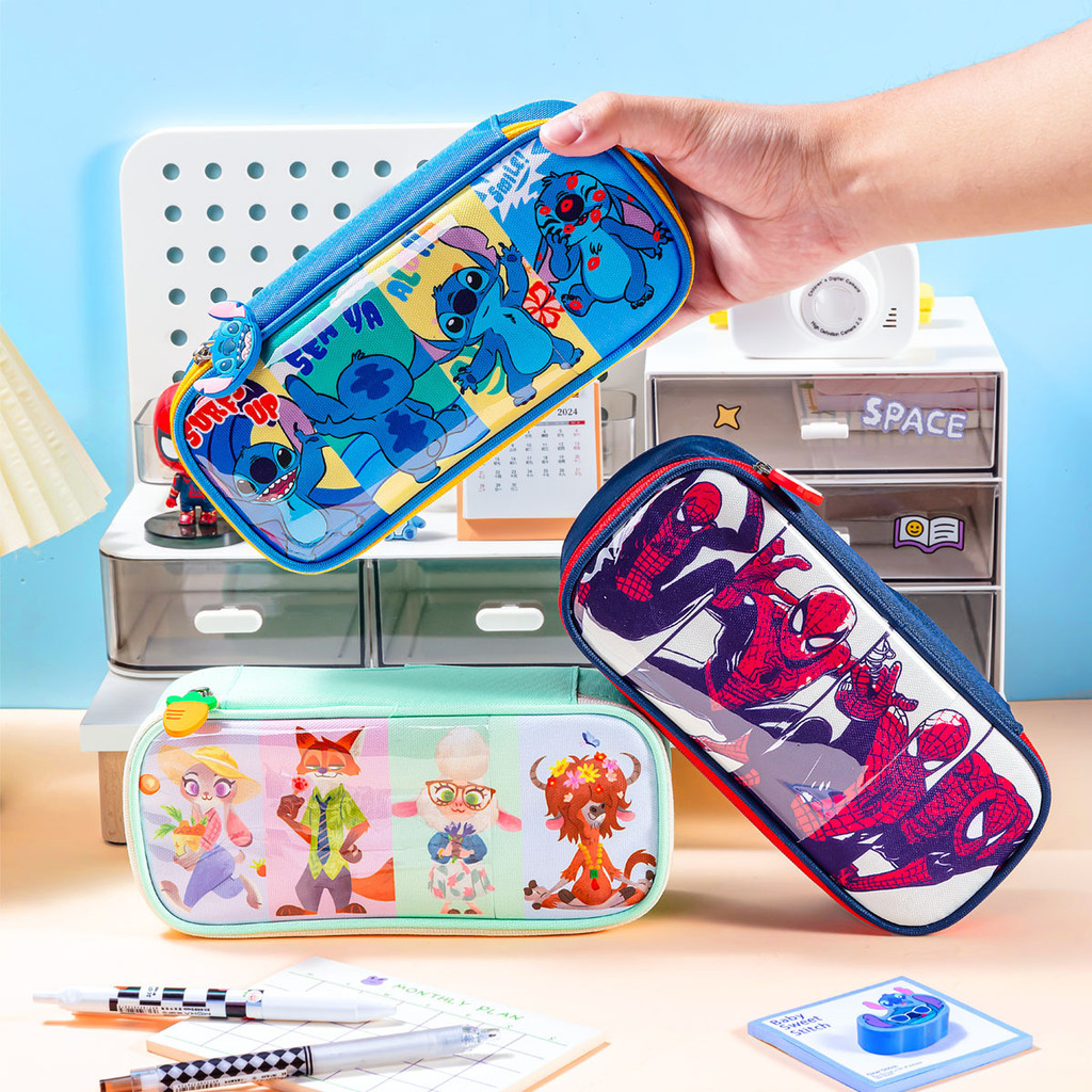 

Disney Lilo & Stitch Cute Portable Pencil Case Anime Pen Bag Zootopia Kids School Stationery Learning Accessory Gift