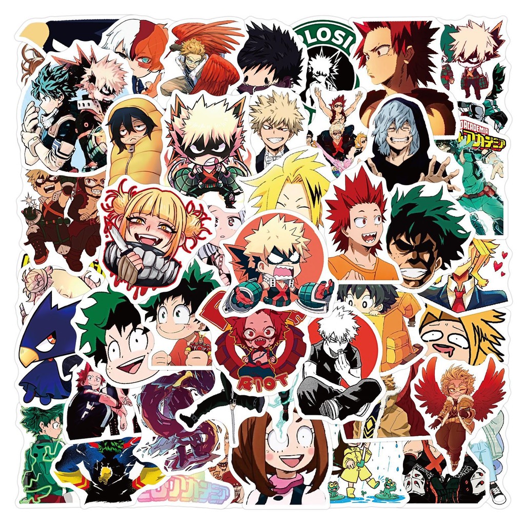 

50Pcs My Hero Academia Stickers DIY Decoration Waterproof Skateboard Notebook Luggage Laptop Phone Fridge Decals
