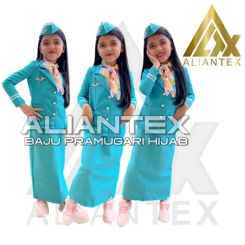 ALIANTEX - Pramugari Hijab Rok Tosca Anak / Baju Pramugari Anak Perempuan