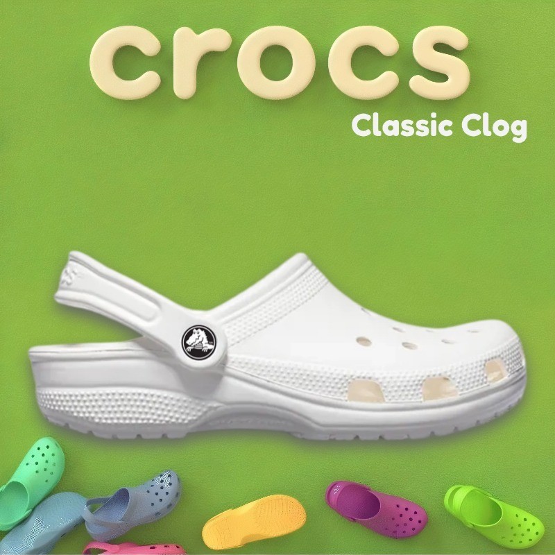 Crocs Classic Unisex Clog,Original Classical Sandal CrocsWanita,Sandal Crocs Pria-White