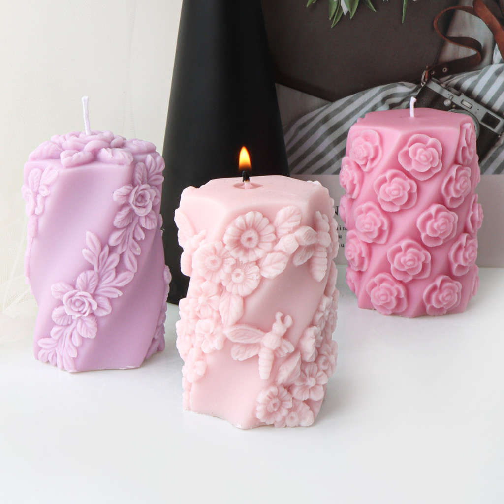 

Silicone Rose Candle Mold 3D Flower Cylindrical Shape Wax Resin Craft Artist Home Decor Making Mold DIY Candle Making Supplies