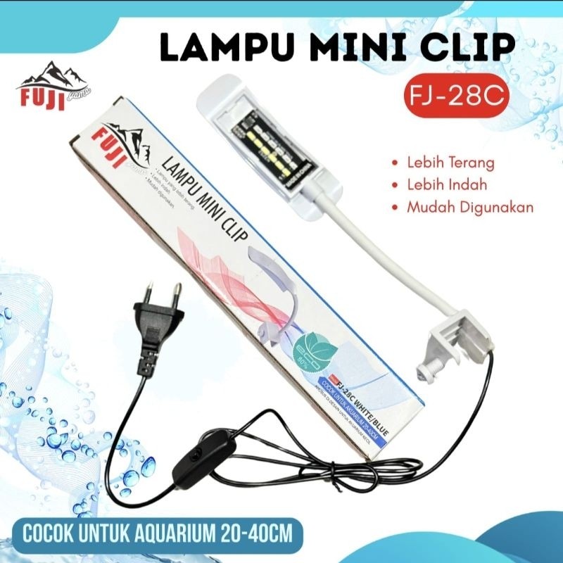 FUJI Lampu Mini Clip FJ-28C Biru/ Putih cocok untuk aquarium kecil