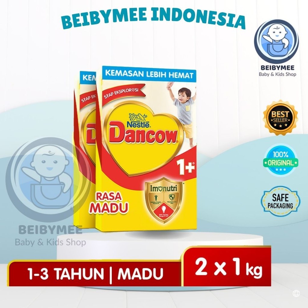 Beibymee Nestle Dancow 1+ Susu Pertumbuhan Rasa Madu 1-3 Tahun Box 1 kg x2